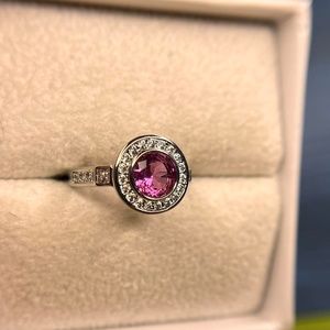 Bomb Party Kids Collection Lab Created Dark Pink Sapphire + Rhodium Plating